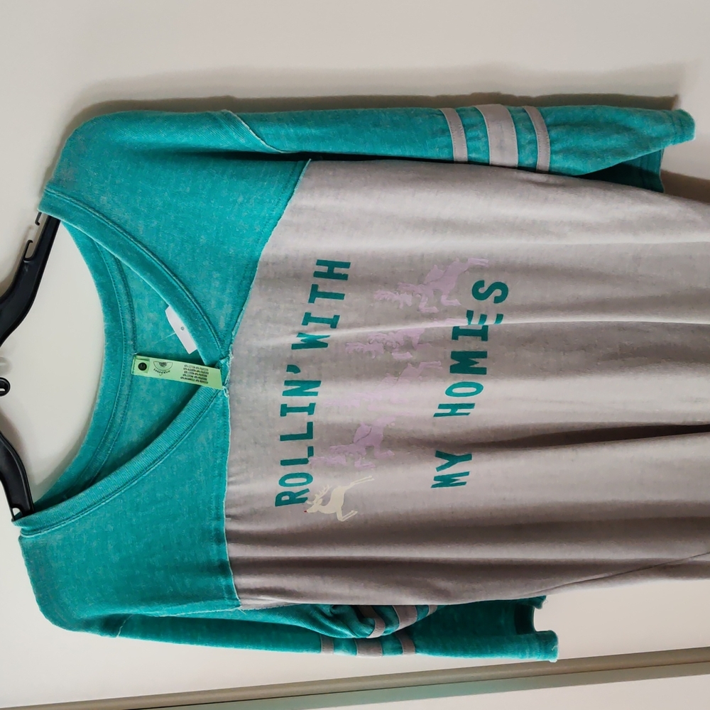 Reindeer Christmas Sleep Shirt Pajama Size M "Rollin' with My Homies"